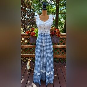 Vintage 70's Gunne Sax by Jessica Prairie Cottagcore Corset Boho Maxi Dress